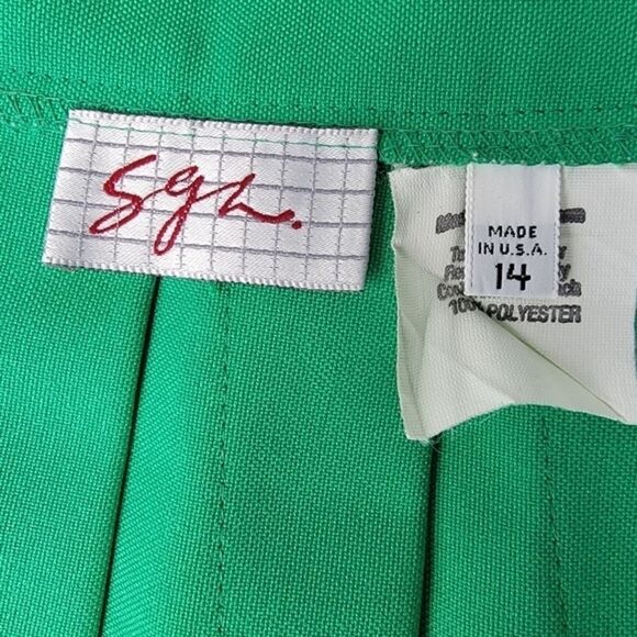 Vintage 80s/90s Green High Waist Pleated Mini Tennis Skirt Size 14 - Picture 10 of 10